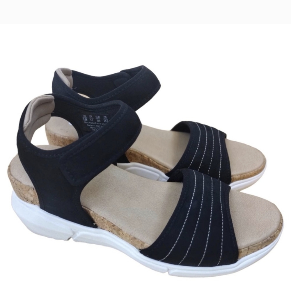 Dr Scholl's Hey Girl Black White Flatform Sandals, Size 9